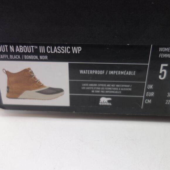 NEW Sorel Out N About III Classic Waterproof Duck Boot Taffy Black Women's 5 - Picture 3 of 10